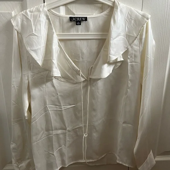 JCrew Goldie Top in Ivory satin SIZE XS NWOT - Picture 2 of 4